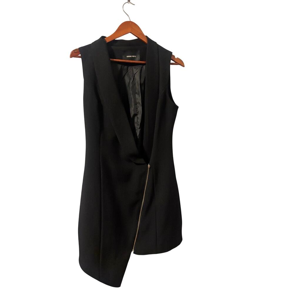 Genuine People Black Zip Mini Dress — S